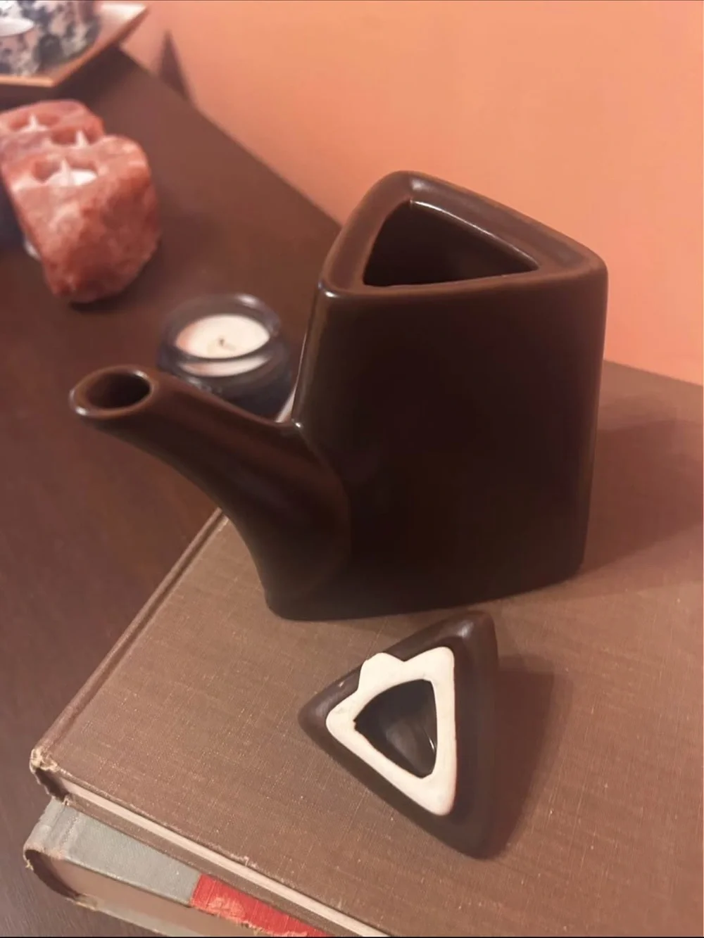 Brown Ceramic Teapot with Lid - Classic Home Kitchen
